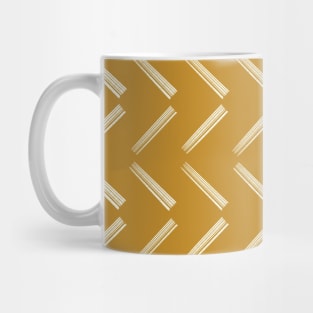 White on Mustard Yellow Stripe Chevrons Mug